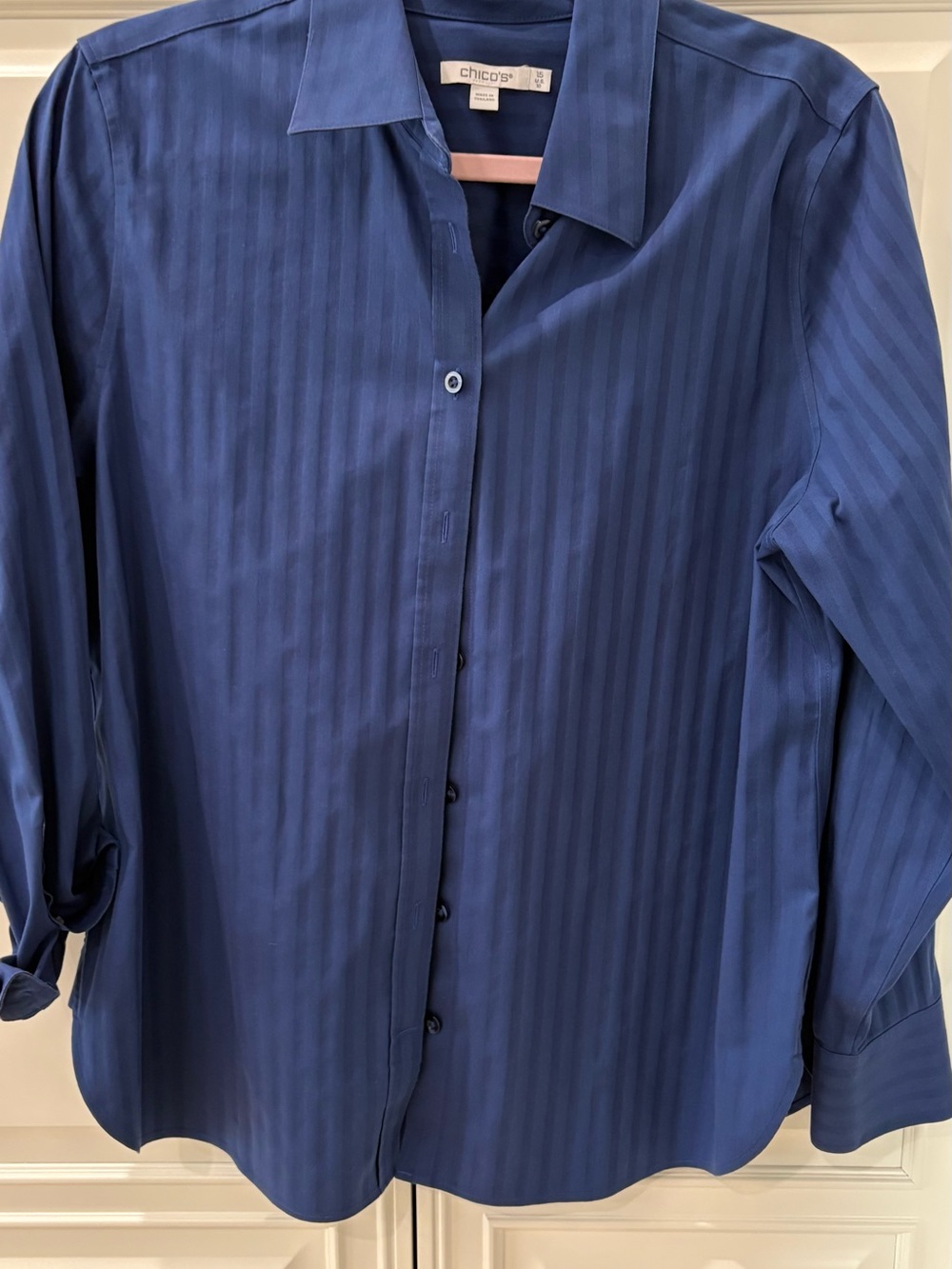 Chico's Women’s Navy Blue Button-Up Shirt
